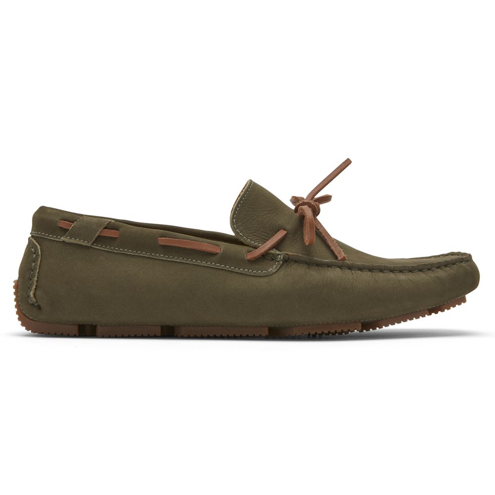 Rockport Canada Rhyder Tie Slip-Ons - Mens Loafers Olive (UWM612750)